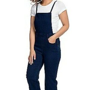 Stretch Denim Bib Jumpsuit Capri Bootcut Jean BLUE